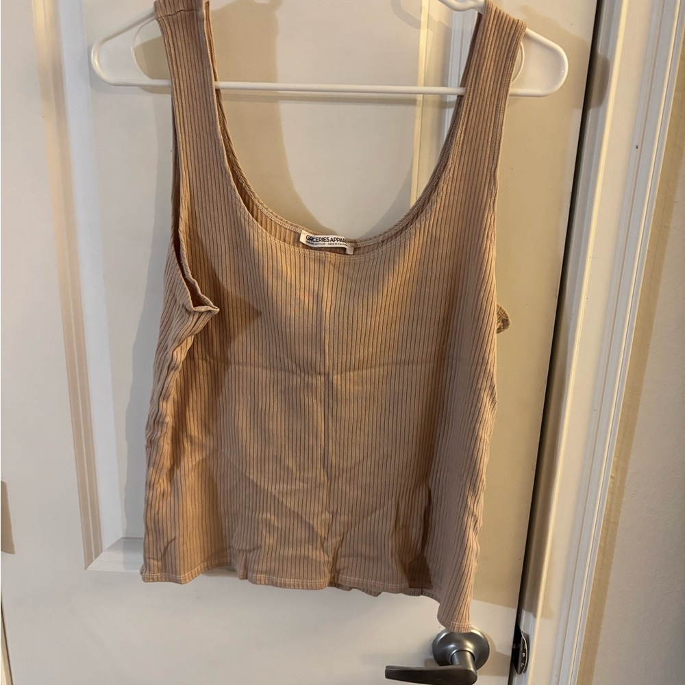 Ribbed Tan Tank Top Size L